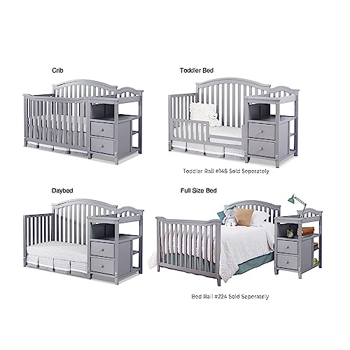 Image of Sorelle Furniture Berkley Crib and Changer with Slat Panel Back Classic -in- Convertible Diaper Changing Table Non-Toxic Finish Wooden Baby Bed Toddler Childs Daybed Full-Size Nursery - Gray
