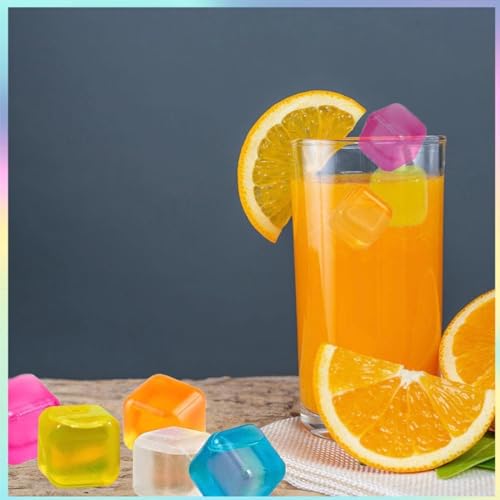 Miniatura 7 de Xoelle 24 Piezas Cubitos De Hielo Reutilizables, Cubitos De Hielo De Plástico De Acrílico Multicolor Alimentaria Piedra Calidad Cubitos Hielo Para Whisky, Vino, Zumo De Bebida O Limonada