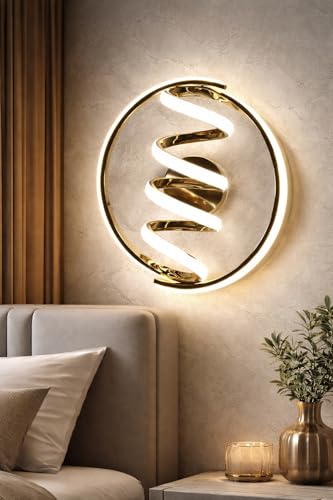 Image of Modern Spiral Round Ring Design 3 Different Color Mode Changing (Wh /WW /NW) Energy Saving Led Wall Lamp for Bedroom, Living Room, Restaurants, Dining, Coffee Shop,Home Etc