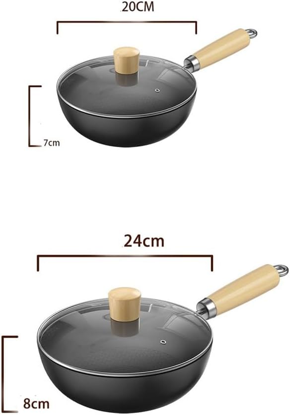 Iron Wok Cookware Accessories No Cover Utensils Stir-fry Round Bottom Stoves(24CM)