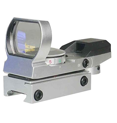 TWP Reflex Dot Sight Scope, Red and Green Illumination and 4 Reticles, Weaver Picatinny Rail Mount Aluminum Structure Anodized Silver