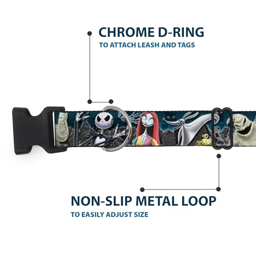 Buckle-Down Plastic Clip Collar - Nightmare Before Christmas 4-Character Group/Cemetery Scene - 1/2" Wide - Fits 8-12" Neck - Medium by Buckle-Down - Image 5