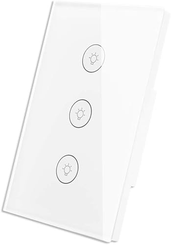 Miniatura 7 de Interruptor de luz táctil inteligente WiFi de pared con panel de vidrio, control remoto inalámbrico por aplicación móvil desde cualquier lugar,