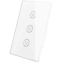 MOES WiFi Smart Wall Touch Light Switch Glass Panel Wireless Remote Control by Mobile APP Anywhere Compatible with Alexa,Timing Function No Hub Required (Wall Switch 3 Gang)