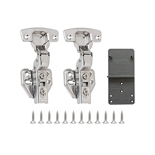 LOOTICH 110 Deg Kitchen Units Concealed Cabinet Door Mute Hinges 35mm Soft Close Inset and Embed Mounting 2 Piece (Include Drilling Jig)
