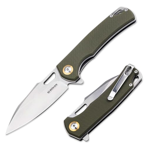 BOKER MAGNUM® Skeksis - One-Hand Folding Pocket Knife with Flipper & Thumb Opening - Durable Linerlock Folder, Robust Green G10 Handle - Professional EDC Knife with 3.27" 440 Blade, Extra Sharp