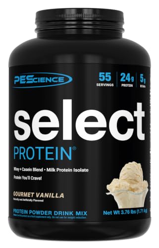 Image of PEScience Select Protein Powder, Whey and Casein Blend, Lean Protein Powder for Women and Men, Low Calorie, Low Carb, Keto Friendly, Gluten Free, Gourmet Vanilla - 55 Servings