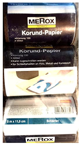 Korund-Papier Merox - Körnung 100 Rolle - 3 Rollen Cover