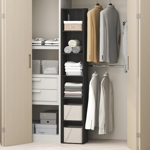 Image of Furinno Cubicle 6-Tier Closet Organizers and Storage, Closet Organizer, Open Shelf Closet Storage, 21.1 inch W, for Wardrobe, Bedroom, Living Room, Blackwood