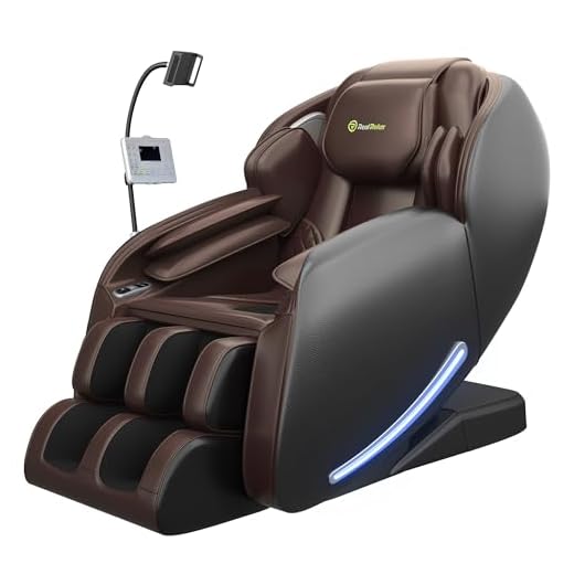 Real Relax Massage Chair, Full Body Zero Gravity SL-Track Shiatsu Massage Recliner Chair with Heat Body Scan Bluetooth Foot Roller, Favor-06 Brown