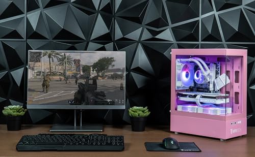 Image of ViprTech Stryker 3.0 Gaming PC - AMD Ryzen 7 (4.1GHz Liquid Cooled), RTX 3060 12GB, 16GB DDR4 RAM, 1TB SSD, WiFi BT, Win 11 Pro, RGB, Gaming Desktop Computer Prebuilt, Pink