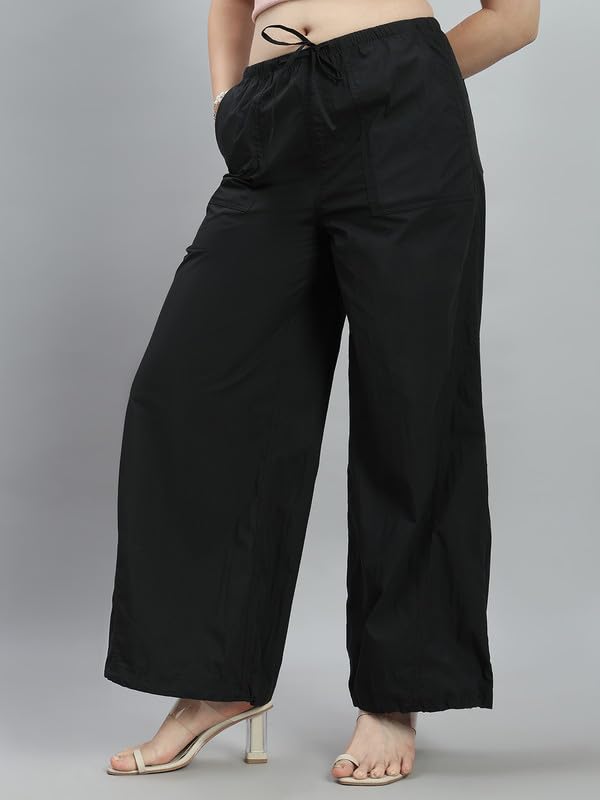 Image of GO COLORS Mostlysane Collection Cotton Parachute Pant for Women | Breathable, Mid Rise, 4 Pockets