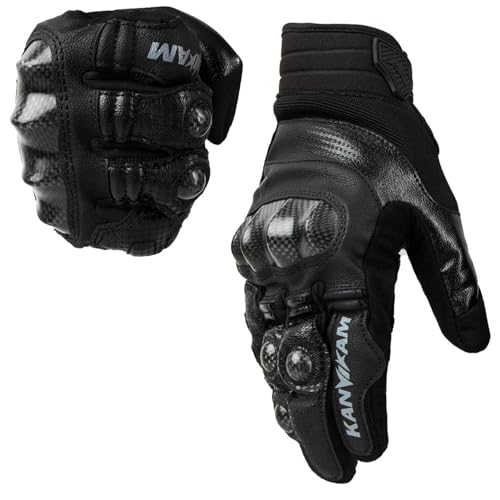 YEBCKZL Motorcycle Gloves for ATV MTB Cycling Hiking,Carbon Fiber Shell Protection,Motocross Goat Skin Leather Glove for Dirt Bike Motorbike Racing