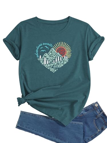 J&DHUASHA Adventure Awaits Shirt for Women Outdoor Graphic T-Shirt Explore
