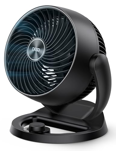 Dreo 25dB leiser Tischventilator, 30cm hoher Ventilator mit Kühlung, 3 Geschwindigkeiten 21m Luftstrom, 120° verstellbar Neigungswinkel Turbo-Luftzirkulator, tragbarer Lüfter für Schlafzimmer, Schwarz
