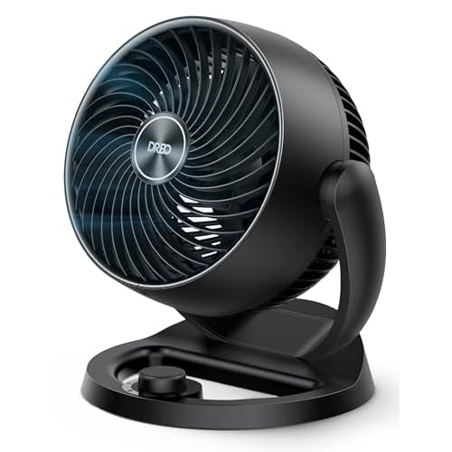 Dreo 28dB leiser Tischventilator, 30cm hoher Ventilator mit Kühlung, 3 Geschwindigkeiten 21m Luftstrom, 120° verstellbar Neigungswinkel Turbo-Luftzirkulator, tragbarer Lüfter für Schlafzimmer, Schwarz