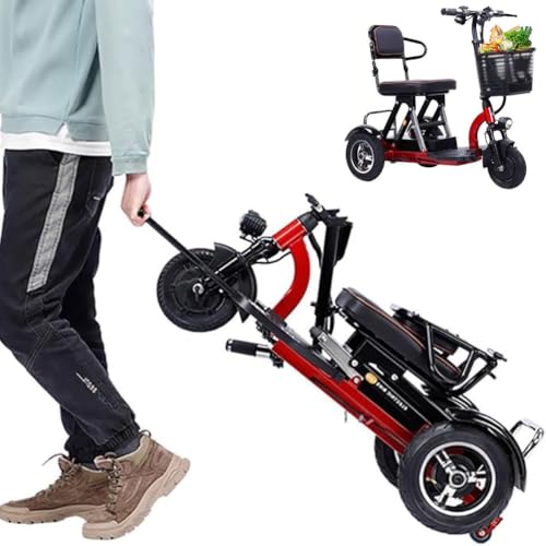 Scooter de movilidad plegable y ligero de 3 ruedas para adultos, batería de litio de 20 Ah, carga de 160 kg, silla de ruedas eléctrica portátil con asiento cómodo, ideal para viajes y uso diario, co