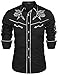 COOFANDY Men's Long Sleeve Western Cowboy Shirts Embroidery Casual Button Down Shirt, Black, Large