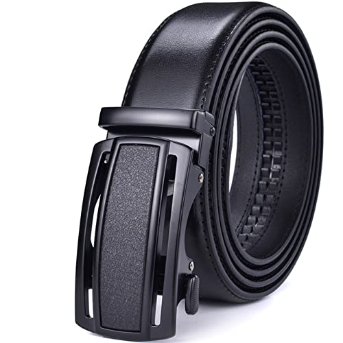 Ceinture à cliquet en cuir noir homme avec boucle automatique 105 cm