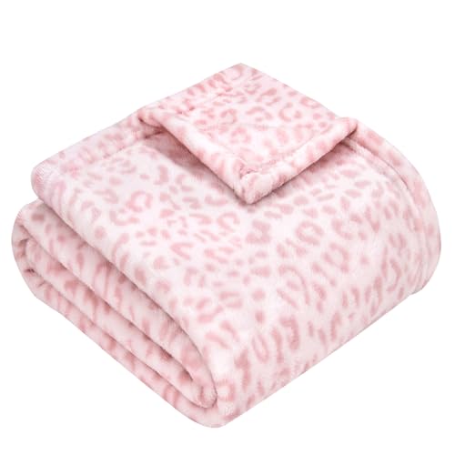 Image of Yurhap Leopard Print Baby Blanket Fleece Baby Blankets for Girls, Ultra Soft Cozy Fluffy Infant Toddler Newborn Receiving Blankets for Crib Stroller, 30"x40", Light Pink