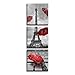 Jingtao Art Paris Eiffel Tower Art Paintings Red Umbrellas Flying on The Rain Wall Decor Posters Print on Canvas (1212inch3), Multi