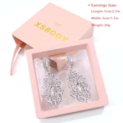 Big Silver Chandelier Earrings for Women Dangling Bling Large Rhinestone Earrings Formal Jewelry3