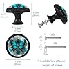 HEOEH 4 Pack Black Cabinet Knobs, Teal Butterfly Rose Drawer Knob Cupboard Handles with 2 Sizes Screws, Round Single Hole for Kitchen, Dresser, Wardrobe, Chest of Drawers, Furniture #2
