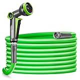 Delxo Garden Hose with Nozzle, 3/4 in. x 50 FT Non-Expanding Water Hose with Aluminum Alloy Interface, Heavy Duty Manguera Para Jardin, Water Pipe, Easy to Use for Gardening, Car Washing & Storage