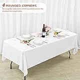 Showgeous White Tablecloths Rectangular Polyester Tablecloth for 6ft Rectangle Tables Washable White Fabric Table Covers for Wedding Banquet Restaurant Buffet Parties Camping(153x260cm) - Image 6