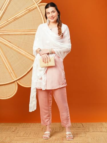 Ada Hand Embroidered Indian Chikankari Chiffon Dupatta Stole for Women A511217 White4