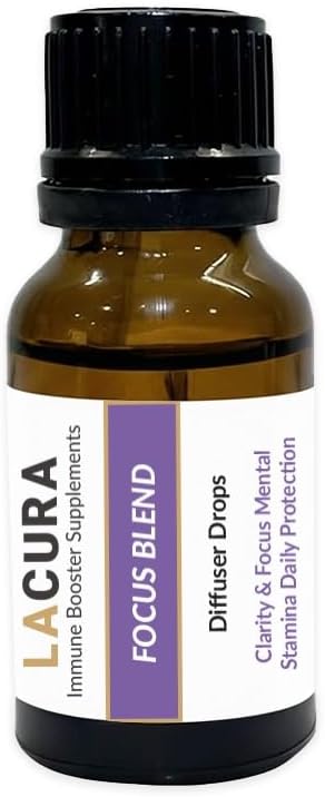 Immune & Focus Essential Oil Blend with Diffuser 2 x 15ml (Rosemary, Eucalyptus, Lemon, Clove, Cinnamon, Juniper Berry, Peppermint, Basil) Aromatherapy Oils to Support Focus and Mental Clarity