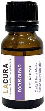 Immune & Focus Essential Oil Blend with Diffuser 2 x 15ml (Rosemary, Eucalyptus, Lemon, Clove, Cinnamon, Juniper Berry, Peppermint, Basil) Aromatherapy Oils to Support Focus and Mental Clarity