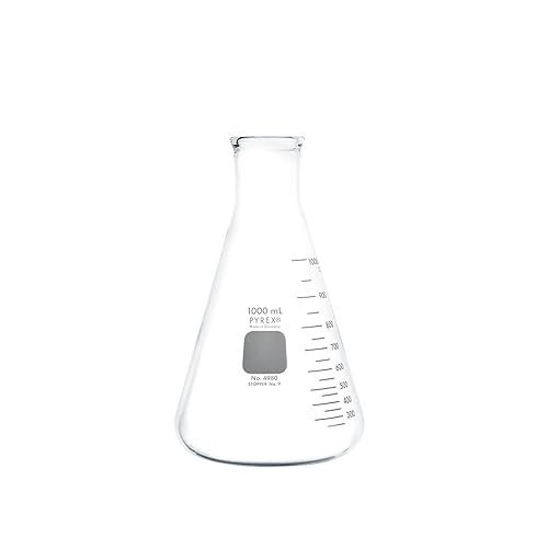 Vista 3 de PYREX PYREX - Frasco Erlenmeyer de boca estrecha con borde resistente, frasco de vidrio de borosilicato para química de primera calidad