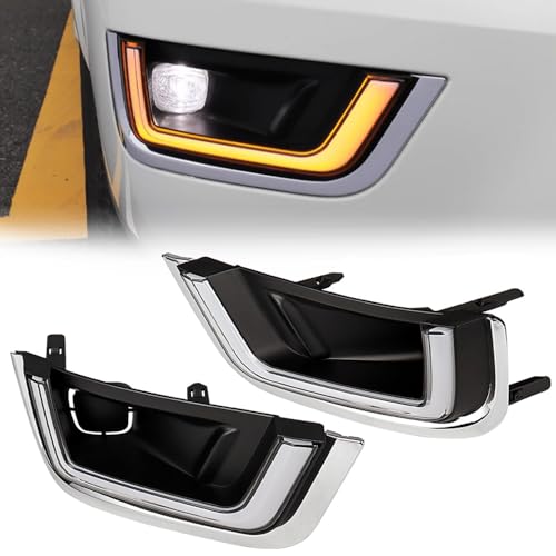 AutoXcessori Pair Daytime Running Light LED DRL Fog Lights Bezel Switchback Amber Sequential Turn Signal Driving Lamp + Wiring Harness Compatible with 2022-2024 Toyota Land Cruiser LC300 ZX VX-R