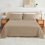 Kingrest 100% Cotton Twin Sheet Set - 3 Piece Lightweight & Cooling Bed Sheets, 16 Inch Deep Pocket, Breathable Percale Bedding, Soft & Durable Luxury Sheets (Brown)