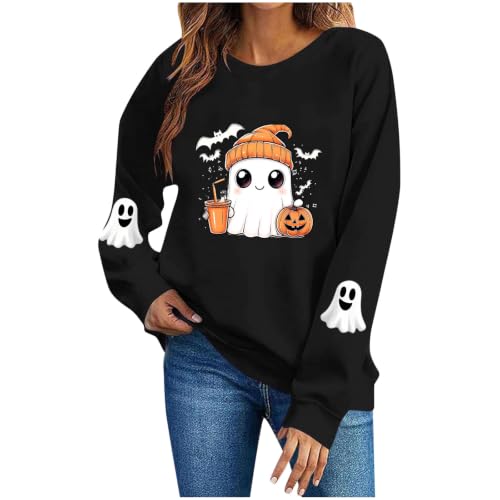 Cute Ghost Sweatshirt Womens Spooky Halloween Sweatshirt