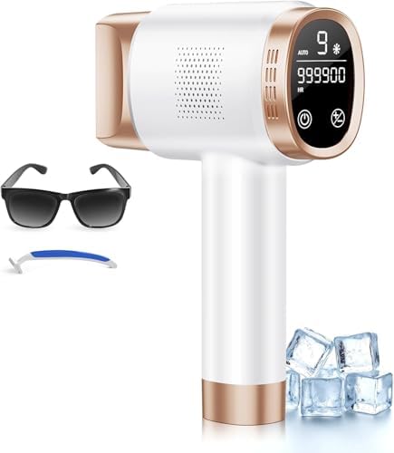 8℃ IPL Geräte Haarentfernung mit Kühlung-funktion, 21J Laser Haarentfernung 9 Stufen, 600NM Rotlicht Haarentfernungsgerät Zuhause für Frauen Männer, Enthaarung für Gesicht Bikinizo