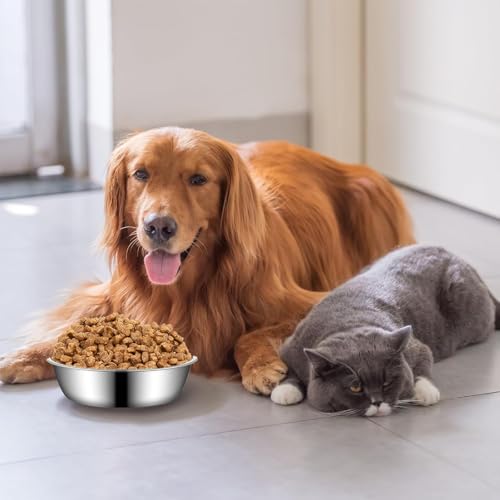 BLMHTWO 3 Stück Katzennapf Edelstahl Flach,Katzennapf Flach 450ml Futter und Wasser Hundenäpfe für Kleine Hunde und Katzen