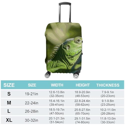Green Lizard Printed Luggage Cover Protector, Fits 18-32 Inch Luggage2