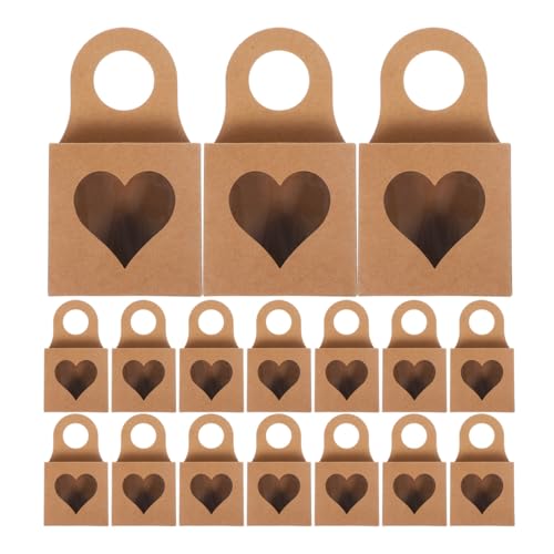 BESTonZON 25 PCS Kraft Paper Wine Bottle Boxes with Window, Hanging Gift Candy Container for Wine, Foldable Favor Boxes for Candy, Chocolate, and Cookies, Ideal for Weddings and Parties