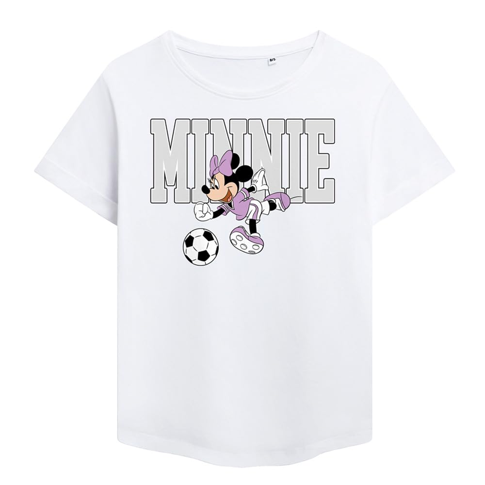 Disney Minnie Mouse Football Kick Ladies Fashion T Shirt, White, XX-Large