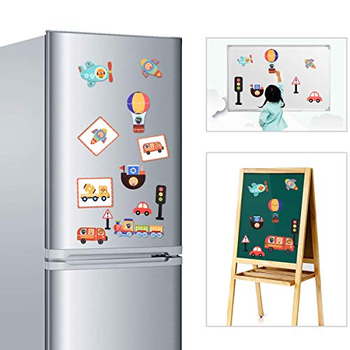 YIHUNION STEM Educational Toys Magnetic Puzzles for Kids, 57 Pieces Dry Erase Board Vehicle Jigsaw Puzzles Cardboard Drawing Board Learning Toys for Preschool Toddlers