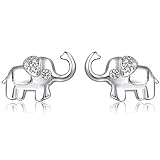 Pendiente de elefante para mujer Joyería de elefantes de plata de ley 925