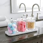 Amazing Abby - Catalina - Clear Acrylic Bathroom Canister with White Tray (4-Piece Set), Plastic Apothecary Jars with Lids, Bathroom Organizers for Q-tips, Cotton Balls, Floss Picks, Sponges, and More - Image 3