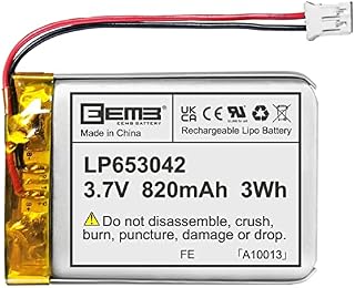 EEMB 3.7V 820mAh 653042 Lipo Battery Rechargeable Lithium Polymer ion Battery Pack with JST Connector UN38.3 (1) Make Sure Device Polarity Matches with Battery Before Purchase!