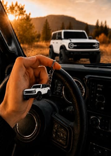 Image of Bronco Keychain Accessories 4 door key chain Fob Cover Cool Mods compatible with Ford Bronco 2022 2023 2024