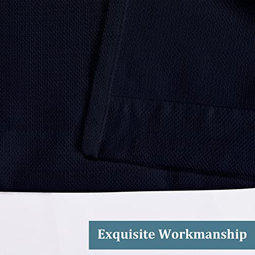 Chyhomenyc Bennet Navy Blue Valance For Windows, Small Window Kitchen Grommet Curtain For Living Room Bathroom Basement Cafe, Light Filtering Half Window Faux Linen Curtain Valance, 60" W X 18" L #TOP6