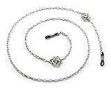 Silver Rose Accented Eyeglass Holder, Eyeglass Chain, Eyeglass Lanyard
