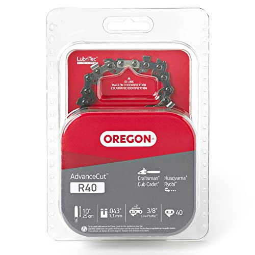Oregon R40 Advancecut Chainsaw Chain For 10-Inch Bar – 40 Drive Link Replacement Chainsaw Blade, .043 Inch Gauge, 3/8 Inch Pitch, Fits Remington, Husqvarna, Ryobi And More (R40),Gray #TOP4