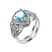 ANAZOZ Anello in Argento Donna,Anello Placcato Argento Goccia d'Acqua Zirconia Cubica Blu Misura dell'Anello 12